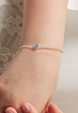 entrancing teeny-tiny silver aquamarine birthstone bracelet for girls